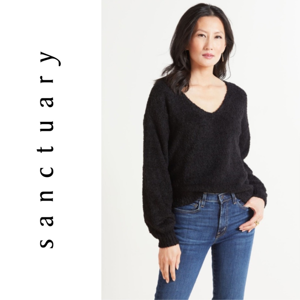 Sanctuary Black Bliss V-Kneck Sweater, Size XS
